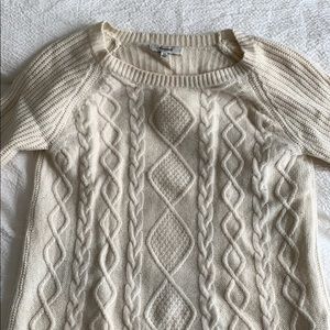 Madewell Cream White Cable Merino Wool Sweater